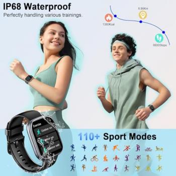 Smart Watch for Men Women (Answer/Make Call), 2024 HD 1.91"Smartwatch Fitness Activity Tracker, 110+ Sports IP68 Waterproof, Heart Rate/Sleep Monitor/Pedometer/Calories, Fitness Watch for Android iOS