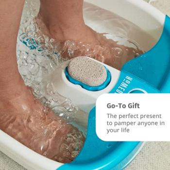 Homedics Bubble Mate Foot Spa, Toe Touch Controlled Foot Bath with Invigorating Bubbles and Splash Proof, Raised Massage nodes and Removable Pumice Stone