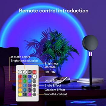 Bavcieu Sunset Lamp Projection Led Lights with Remote, 16 Colors Night Light 360° Rotation Rainbow 4 Modes Setting for Photography/Selfie/Party/Home/Living Room/Bedroom Decor, Gifts Women