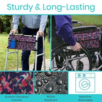 Vive Walker Bag - Accessories Wheelchair Basket Pouch (Water Resistant) - Seniors Caddy Accessory Attachment for Folding, Rolling Walkers - Carry Storage Carrier Tote - Lightweight, Universal Size