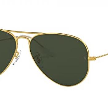 Ray-Ban RB3025 Classic Aviator Sunglasses, Gold/G-15 Green, 62 mm