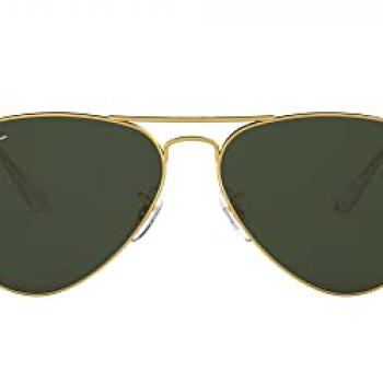 Ray-Ban RB3025 Classic Aviator Sunglasses, Gold/G-15 Green, 62 mm