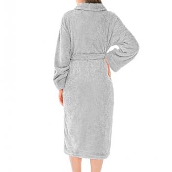 PAVILIA Premium Womens Plush Soft Robe Fluffy, Warm, Fleece Sherpa Shaggy Bathrobe (S/M, Light Gray)