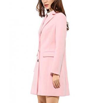 Allegra K Women's 2024 Pea Coat Single Breasted Long Winter Coats for Women Large Pink