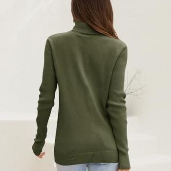 LEANI Womens 2024 Turtleneck Sweaters Cable Knit Long Sleeve Pullover Sweater Jumper ArmyGreen Medium