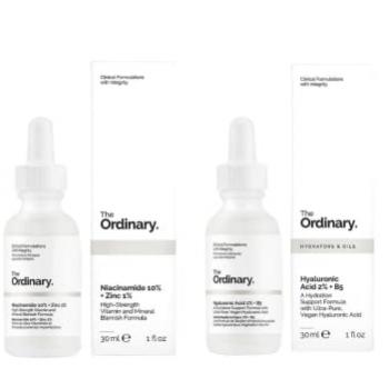 The Ordinary Facial Treatment: Hyaluronic Acid with 2% + B5 (30ml) and The Ordinary Niacinamide 10% + Zinc 1% (30ml) Bundle Face Care Set