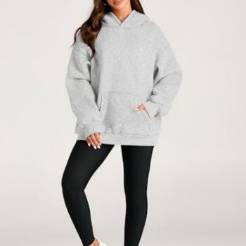 EFAN Womens Hoodies Oversized Sweatshirts Pullover Fleece Sweaters Long Sleeve Winter Fall Outfits Fashion Y2k Clothes Grey S