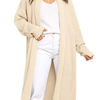 LILLUSORY Womens Chunky Sweater 2024 Fall Warm Long Slouchy Knit Cardigans Oversized Casual Coat Outwear Apricot S