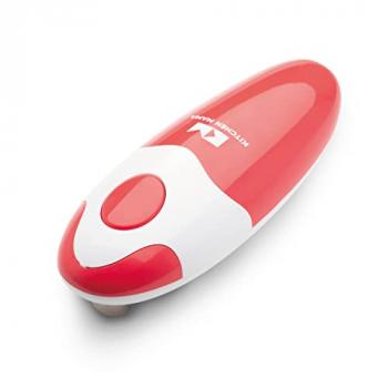 Kitchen Mama Red Automatic Smooth Edge Can Opener - Battery Operated, Food-Safe, Hands Free, Ideal for Elderly & Arthritis Friendly