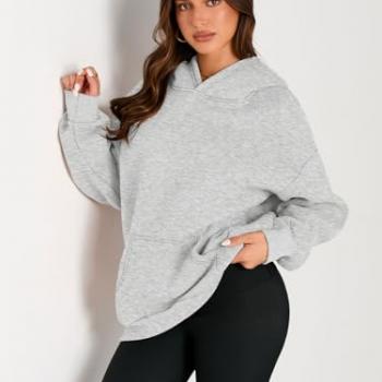 EFAN Womens Hoodies Oversized Sweatshirts Pullover Fleece Sweaters Long Sleeve Winter Fall Outfits Fashion Y2k Clothes Grey S