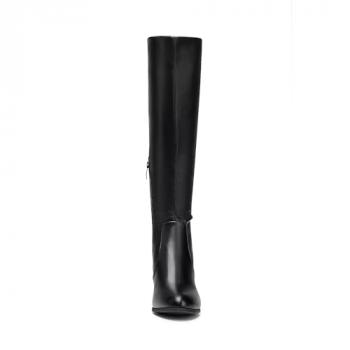 DREAM PAIRS Women's Chunky Heel Knee High and Up Boots,Size 8,Black/PU,MIDLEG