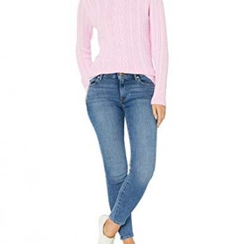 Amazon Essentials Women's Fisherman Cable Turtleneck Sweater (Available in Plus Size), Light Pink, Medium