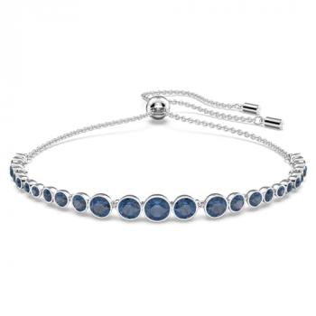 SWAROVSKI Imber Emily Bracelet, Round Blue Crystals on Rhodium Finished Band, Part of the Emily Collection