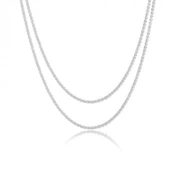 Tasiso Silver Plated Rope Chain Necklace Dainty Shiny Twist Chain Necklace For Women Sparkling Choker Necklace Set Stacking Minimalist Jewelry Gift 38/42CM