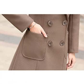 Bankeng Women Winter Wool Blend Camel Mid-Long Coat Notch Double-Breasted Lapel Jacket Outwear (Camel,M)