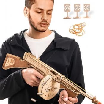 ROKR 3D Wooden Puzzles for Adults-Rubber Band Toy Tommy Gun-Model Kits to Build for Adults-Wood Puzzles Adult-Hobbies for Men-Gift Idea for Christmas