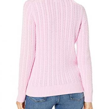 Amazon Essentials Women's Fisherman Cable Turtleneck Sweater (Available in Plus Size), Light Pink, Medium