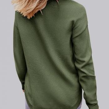 MEROKEETY Women's 2024 Fall Long Sleeve Oversized Crew Neck Solid Color Knit Pullover Sweater Tops, Green L