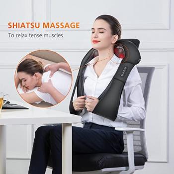 Snailax Shiatsu Neck and Shoulder Massager - Back Massager with Heat, Deep Kneading Electric Massage Pillow for Neck, Back, Shoulder,Foot,Body