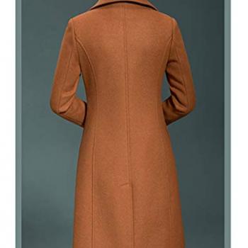 Jenkoon Women's Wool Trench Coat Winter Long Thick Overcoat Walker Coat (Caramel, X-Large)