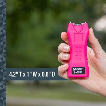 SABRE Pepper Spray & 2-in-1 Stun Gun with Flashlight, Self Defense Kit, Fast Flip Top Safety, Finger Grip for Better & Faster Aim, Painful 1.60 µC Charge, 120 Lumen LED Light, Rechargeable, 0.54 fl oz