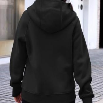 Trendy Queen Womens Zip Up Hoodies Fleece Jackets Oversized Sweatshirts Fall Fashion Outfits Sweaters Winter Clothes Black L