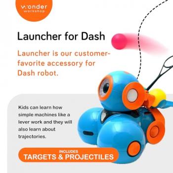 Wonder Workshop Dash Robot Wonder Pack – Coding Educational Bundle for Kids 6+ – Free STEM Apps with Instructional Videos - Launcher Toy, Sketch Kit Drawing, Gripper Building