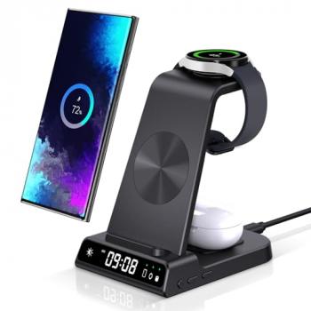 Wireless Charger for Samsung, 3 in 1 Wireless Charging Station for Samsung Galaxy S24 Ultra/S23 Ultra/S22/S21/Note 20/Z Flip 6/Fold 6, Charger for Samsung Galaxy Watch Ultra/7/6/5, Galaxy Buds 3/3 Pro