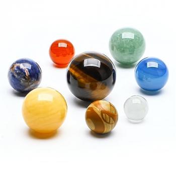 Natural Gemstones Solar System Model Multicolor Space Decor 8 Planets Model Kit Chakra Reiki Healing Crystal Ball Set Gift for Boys Girls Men Women Kids