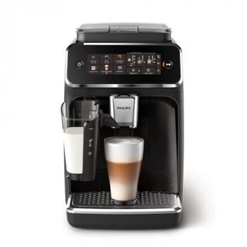 PHILIPS 3300 Series Fully Automatic Espresso Machine - LatteGo Milk System, 5 Coffee Varieties, Intuitive Touch Display, SilentBrew, 100% Ceramic Grinder, AquaClean Filter, Glossy Black (EP3341/50)