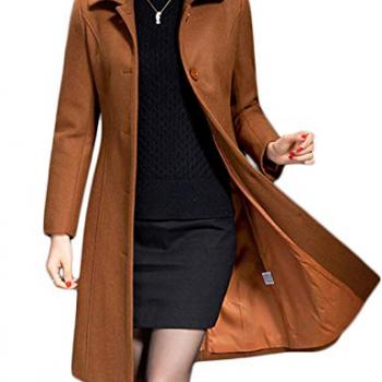 Jenkoon Women's Wool Trench Coat Winter Long Thick Overcoat Walker Coat (Caramel, X-Large)