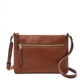 Fossil Women's Fiona Leather Small Crossbody Purse Handbag, Brown (Model: ZB7668200)