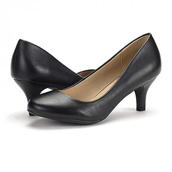 DREAM PAIRS Womens Pat Bridal Wedding Low Heel Pump Shoes, Black/Pu - 8.5 (Luvly)