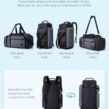 BAGSMART Gym Bag for Men, 40L Sports Duffel Bags for Traveling, Weekender Overnight Bag with Shoe Laptop Compartment, Carry on Backpack for Airplanes-Black-gray