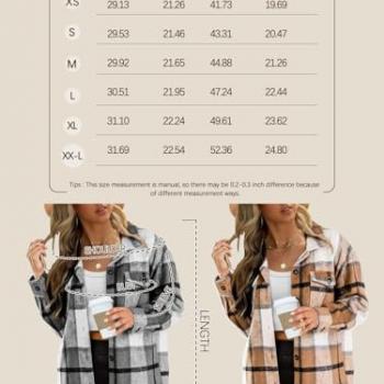 AUTOMET Womens Fall Outfits Fashion Clothes Shackets Flannel Plaid Button Down Long Sleeve Shirts Jackets 2024 Apricot XXL