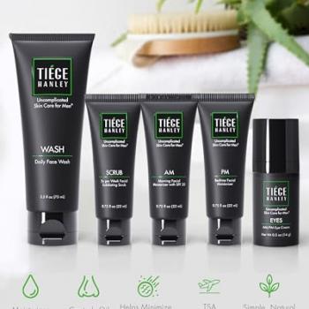 Tiege Hanley Mens Skin Care Set, Advanced Skin Care Routine for Men (System Level 2) - Face Wash Kit for Fines Lines - Men's Skincare Set Includes Face Wash, Facial Scrub, Moisturizer, & Eye Cream