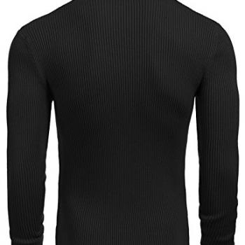 COOFANDY Men's Ribbed Slim Fit Knitted Pullover Turtleneck Sweater, Large, Black