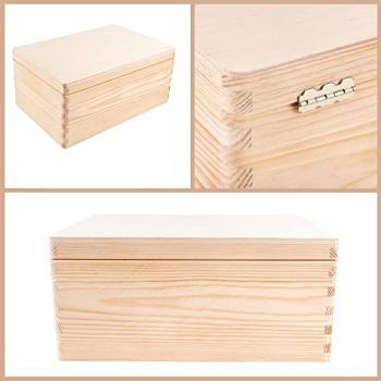 Creative Deco Large Wooden Storage Box with Hinged Lid | 11.8 x 7.87 x 5.51 inches (+-0.5) | Plain Unpainted Gift Box for Shoes Crafts Clothes Jewelry | Rough & UNSANDED Wood Keepsake Chest