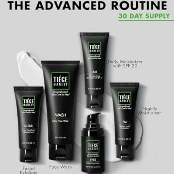 Tiege Hanley Mens Skin Care Set, Advanced Skin Care Routine for Men (System Level 2) - Face Wash Kit for Fines Lines - Men's Skincare Set Includes Face Wash, Facial Scrub, Moisturizer, & Eye Cream