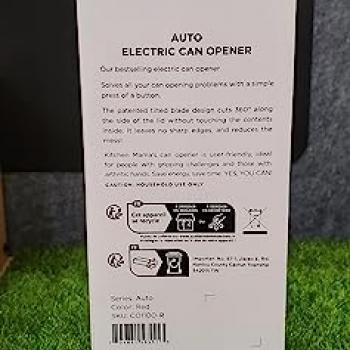 Kitchen Mama Red Automatic Smooth Edge Can Opener - Battery Operated, Food-Safe, Hands Free, Ideal for Elderly & Arthritis Friendly
