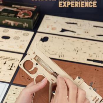 ROKR 3D Wooden Puzzles for Adults-Rubber Band Toy Tommy Gun-Model Kits to Build for Adults-Wood Puzzles Adult-Hobbies for Men-Gift Idea for Christmas