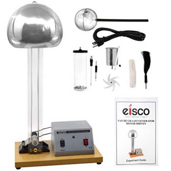 EISCO Van De Graaff Generator, Motor Driven - 120/240V, 50/60Hz - Includes Assembled Base with DC Motor, Power Cord, Discharge Wand, & Accessories - 22" Tall