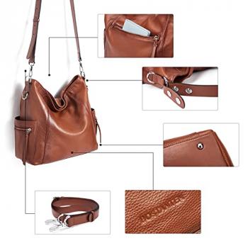 BOSTANTEN Genuine Leather Hobo Handbags Designer Tote Shoulder Bag Large Crossbody Purses for Women Brown