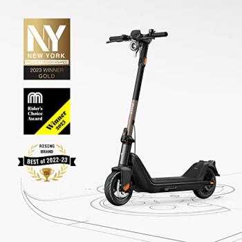 NIU Electric Scooter for Adults - KQi3 Pro with 350W Power, 31 Miles Long Range, Max Speed 20MPH, Wider Deck, Triple Braking System, 9.5'' Tubeless Fat Tires, Portable & Folding, UL Certified