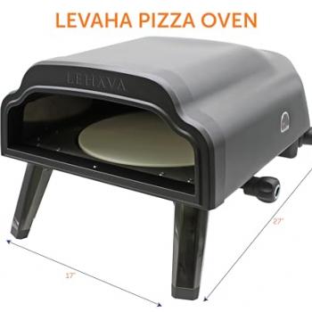 Flame King LEHAVA 14-inch, 360 Degree Rotating Non-Stick Pizza Stone, Portable Outdoor Propane Pizza Oven Countertop with Cover Bag, Piezo Auto Ignition for Camping, Backyard, and Tailgating