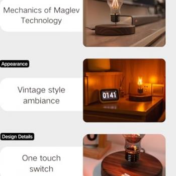 MOOCCI Levitating Bulb Lamp Magnetic Floating Lamp Light Desk Lamp Night Light Table LED for Unique Gifts, Room Decor, Night Light, Home Office Decor Desk Tech Toys (Round-Classic Bulb)