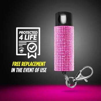 Guard Dog Security Bling it On Pepper Spray, Keychain with Safety Twist Top, Mini and Easy Carry, Lightweight and Fashionable, Maximum Police Strength OC Spray, 16 Feet Range, 0.5 fl oz