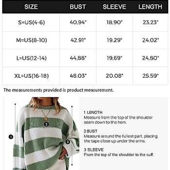 ZESICA Women's 2024 Fall Long Sleeve Crew Neck Striped Color Block Comfy Loose Oversized Knitted Pullover Sweater,Green,Medium