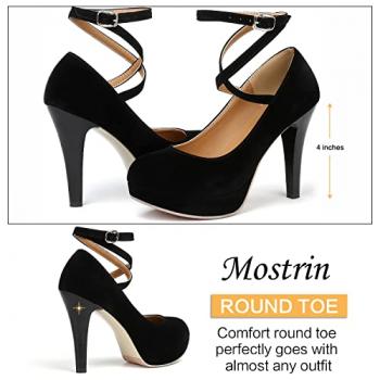 Mostrin Black Platform Heels for Women Sexy Closed Toe Pumps Fashion high Heel for Ladies Comfy Dressy Shoes Size 8