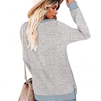 Fall Sweaters for Women Trendy Long Sleeve Tunic Tops for Leggings Grey X-Large